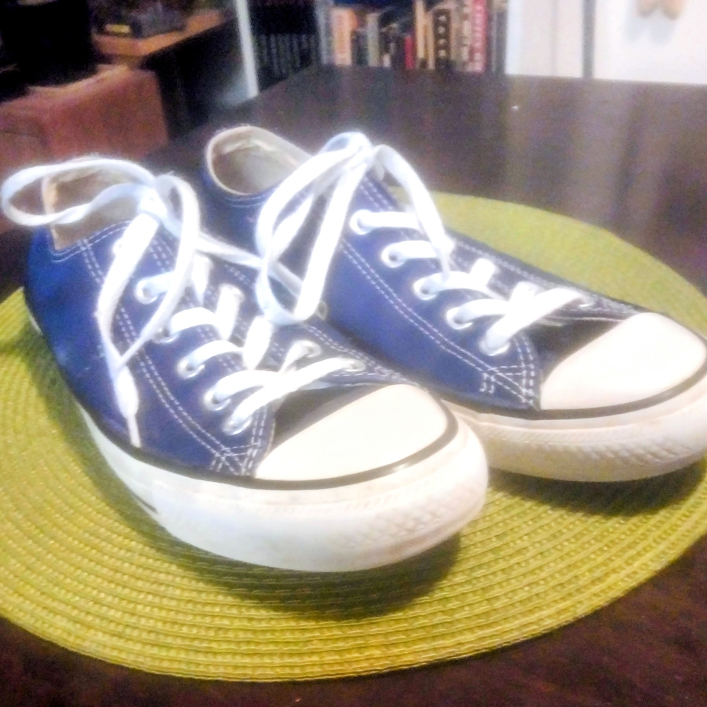 Converse Navy and White Low-Top Leather Sneakers